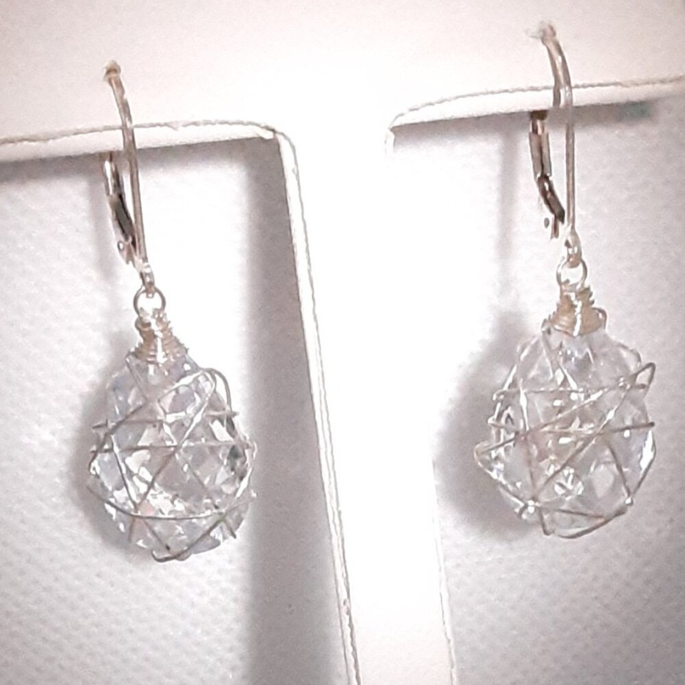 Designer Nina Nyugen -- New sterling silver and wrapped crystal drop earrings - Picture 2 of 10